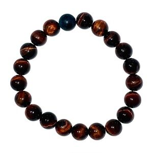 Men’s Red Tiger Eye Beaded Stretch Bracelet – Grounding & Strength